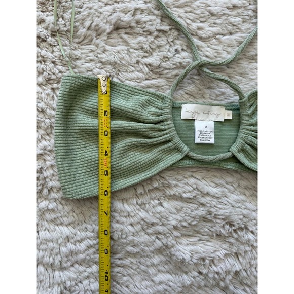 Beige Botany Green Bandeau Top With Ties Women's Size Medium - Picture 5 of 7